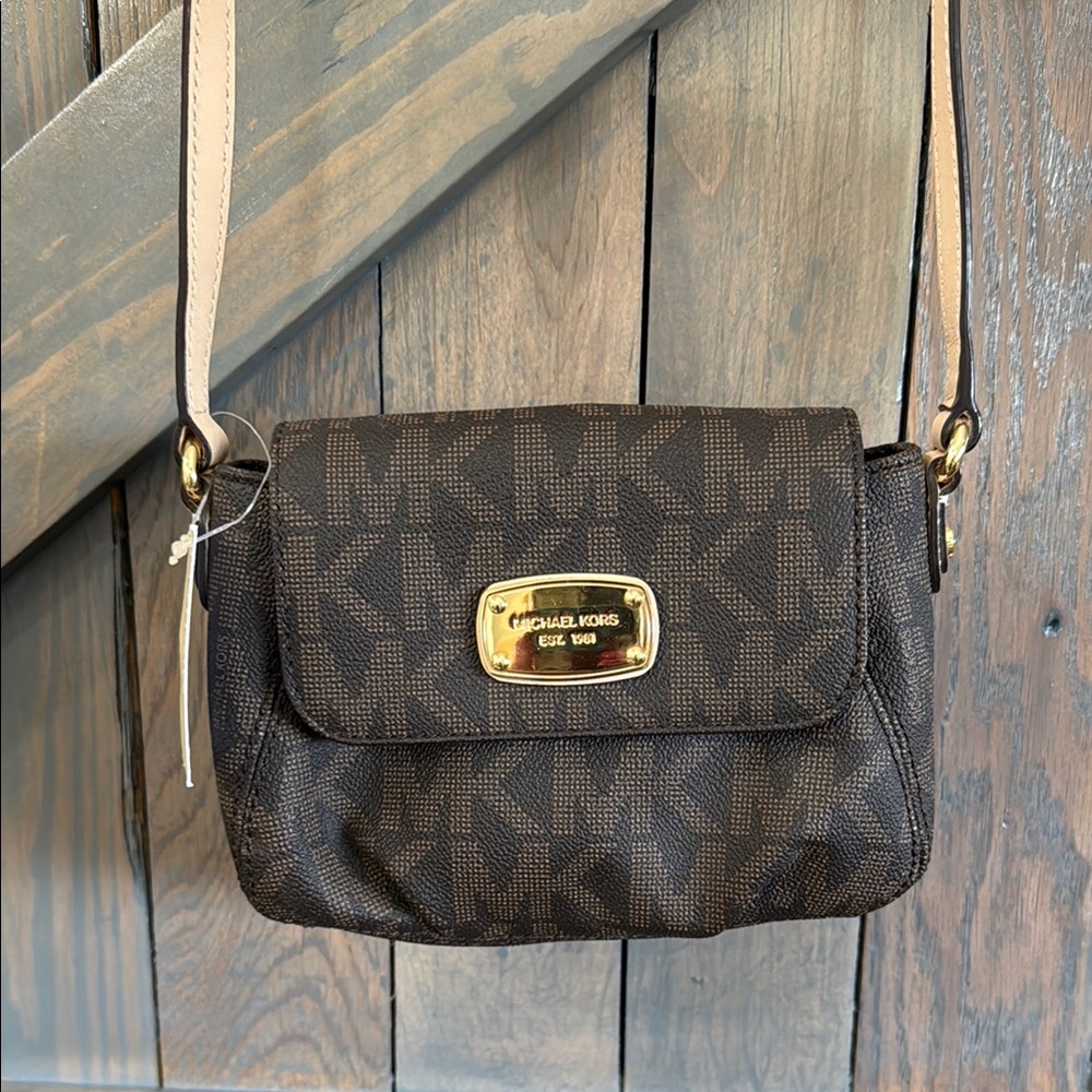 MICHAEL Michael Kors Brown and Tan Logo Crossbody Bag